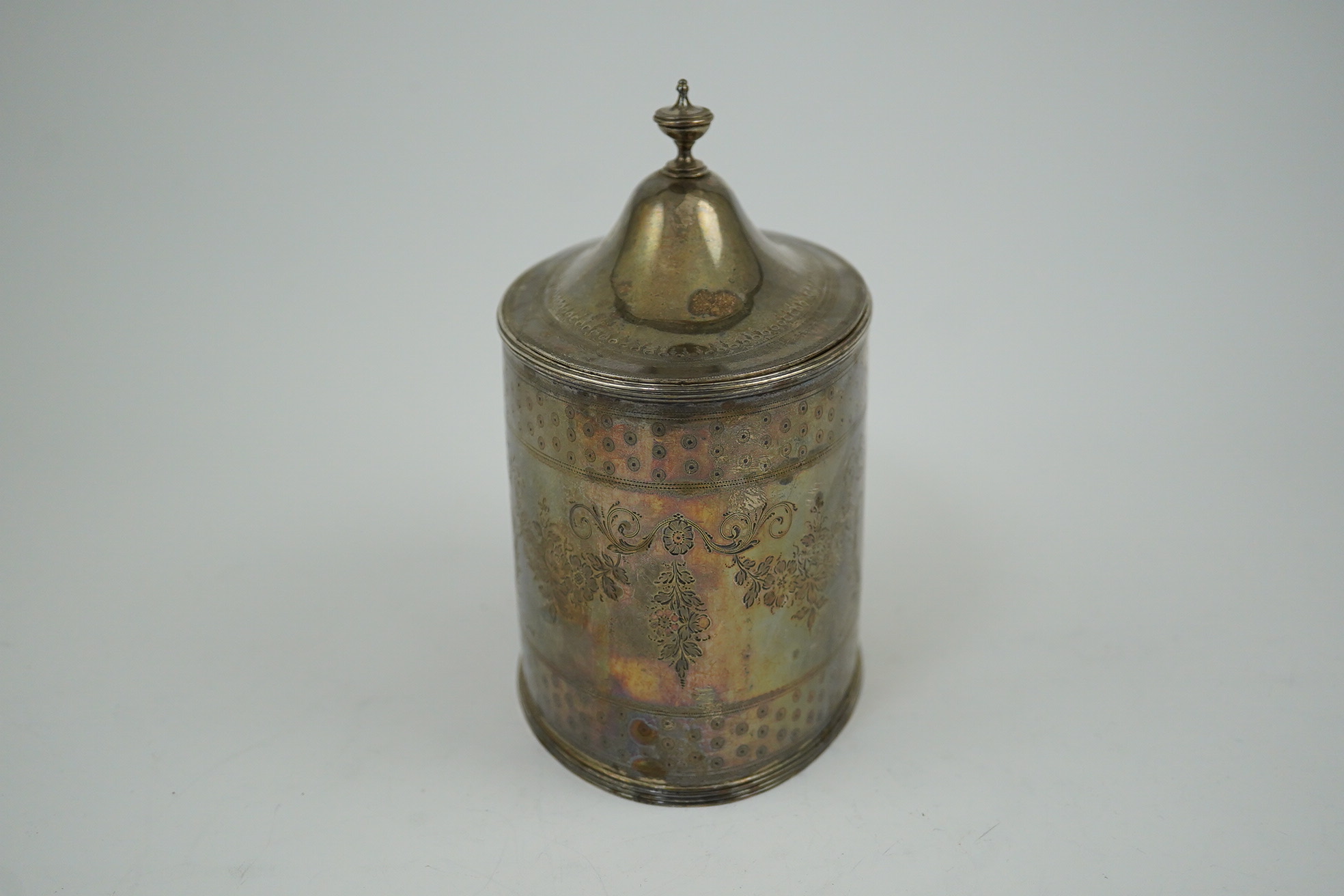 A George III silver oval tea caddy by Hester Bateman